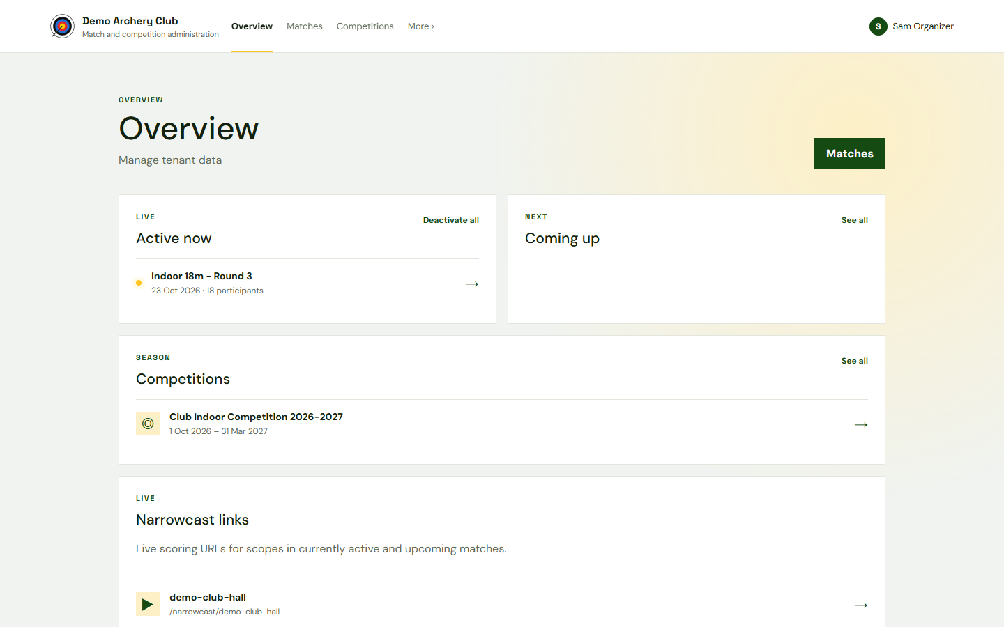 Overview of the management app