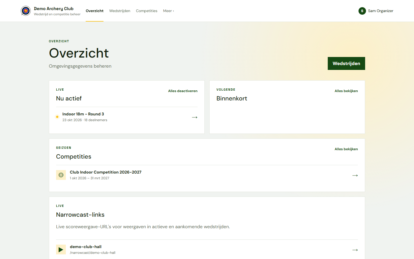 Overzicht van de beheer-app
